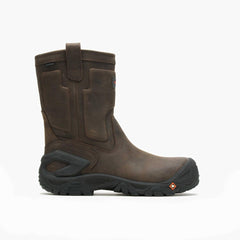 Men Strongfield Leather Pull On Waterproof Comp Toe Work Boot Wide Width Espresso | Merrell Boots