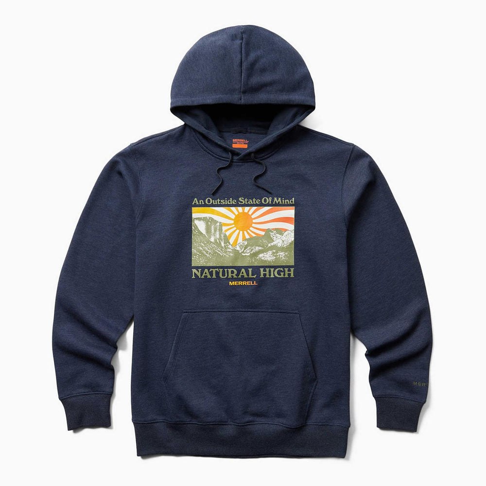 Men Sun Burst Fleece Hoody Navy Heather | Merrell Tops