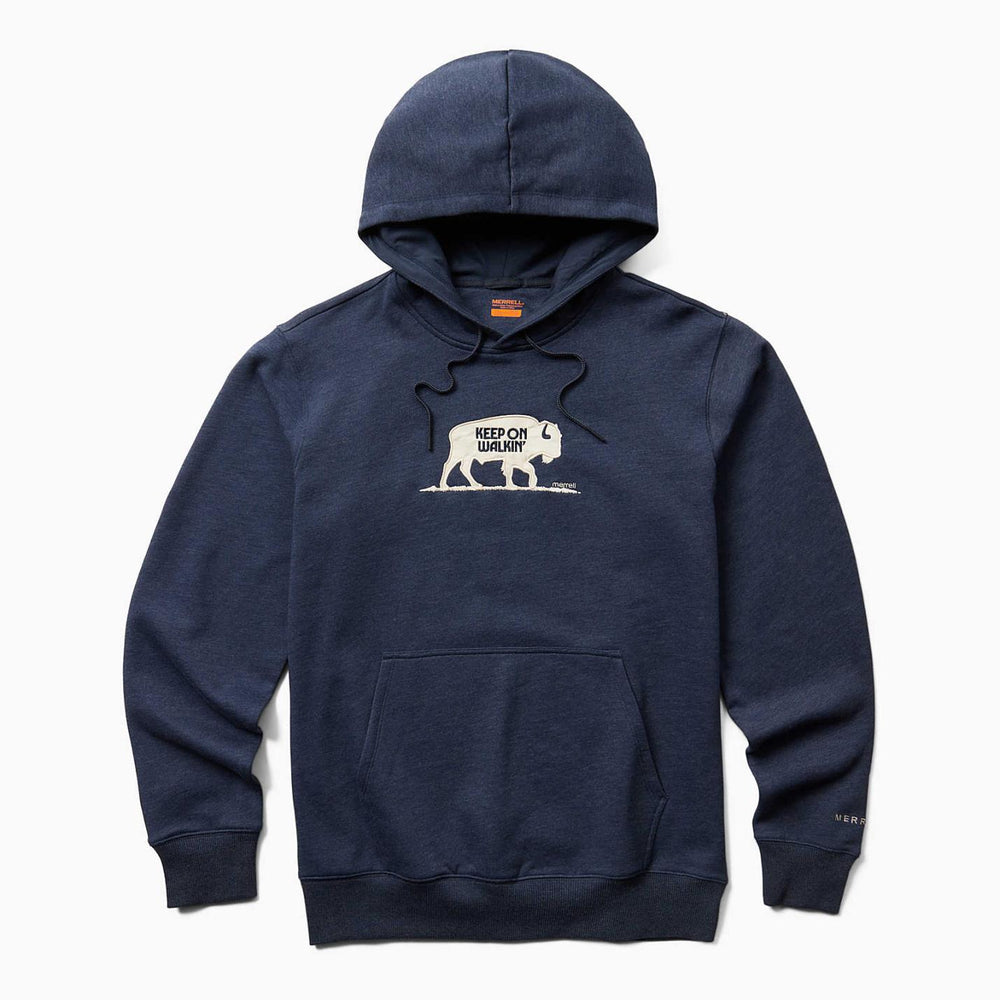 Men Walking Bison Fleece Hoody Navy Heather | Merrell Tops