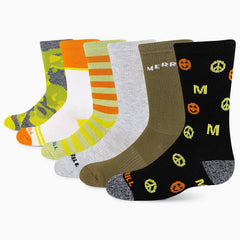 Women/Men Big Kid's Everyday Crew Sock 6-Pack Green Assorted | Merrell Socks