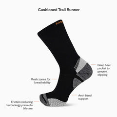 Women/Men Cushion Trail Runner Tab Sock Black | Merrell Socks