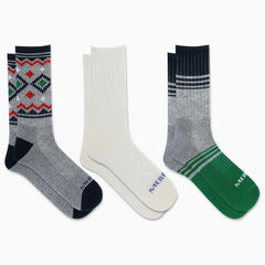 Women/Men Holiday Thermal Wool Blend Crew 3 Pack Sock Blue Assorted | Merrell Socks