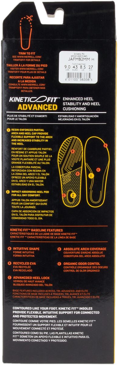 Mens Kinetic Fit Footbed Wide Width Insoles - Merrell On Sale