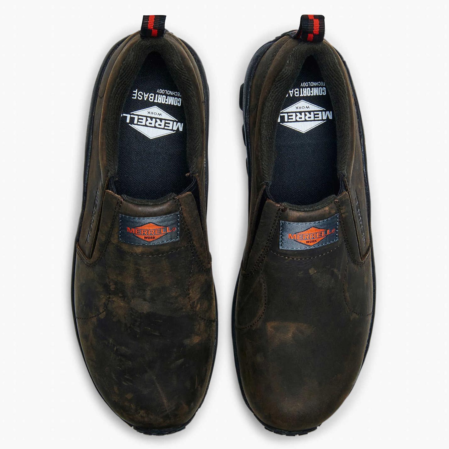 Men Jungle Moc Leather Sr Work Shoe Wide Width Espresso | Merrell Slip-Ons