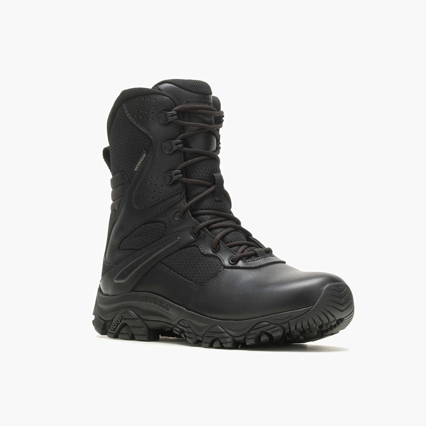 Men Moab 3 8" Tactical Response Zip Waterproof Boot Black | Merrell Boots