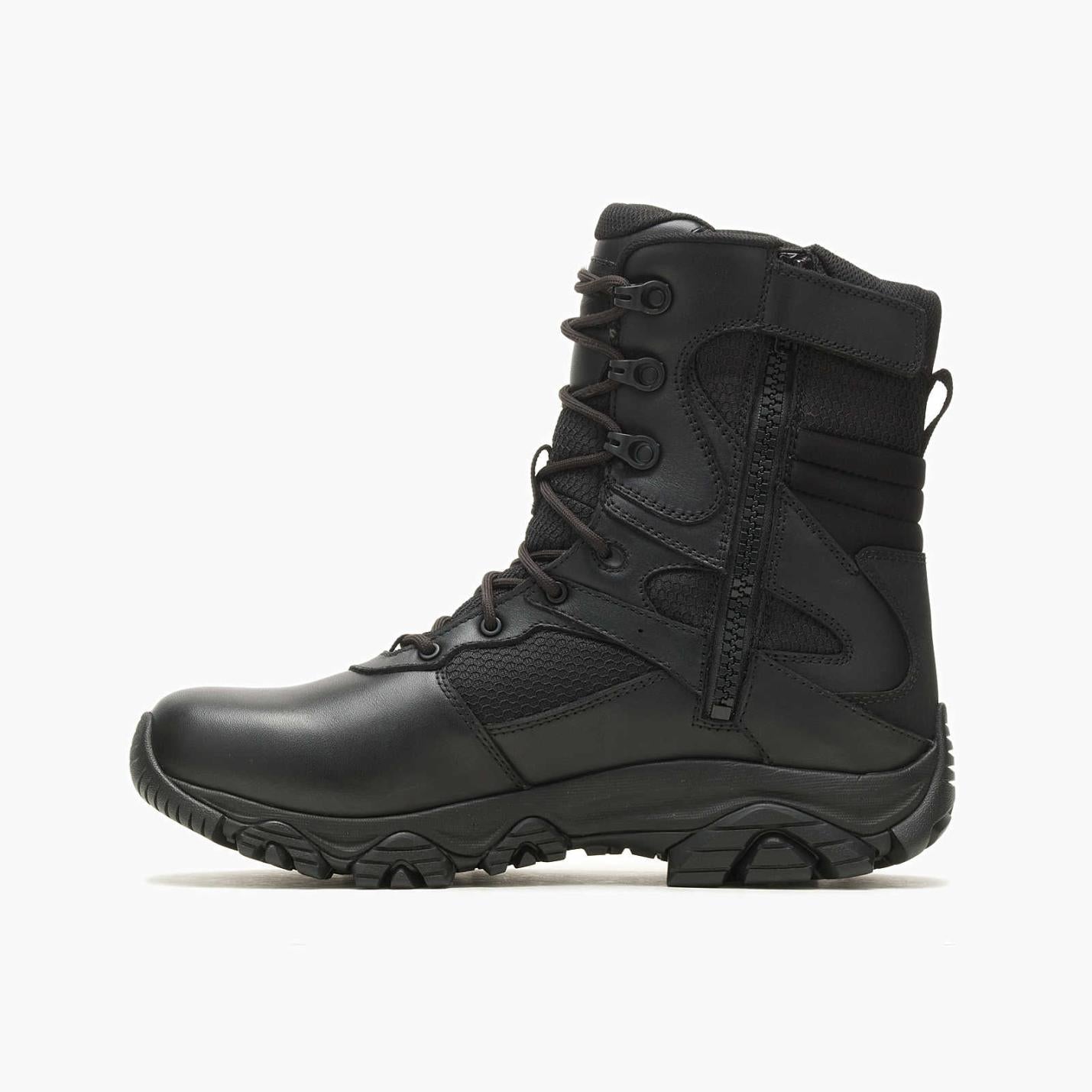 Men Moab 3 8" Tactical Response Zip Waterproof Boot Black | Merrell Boots