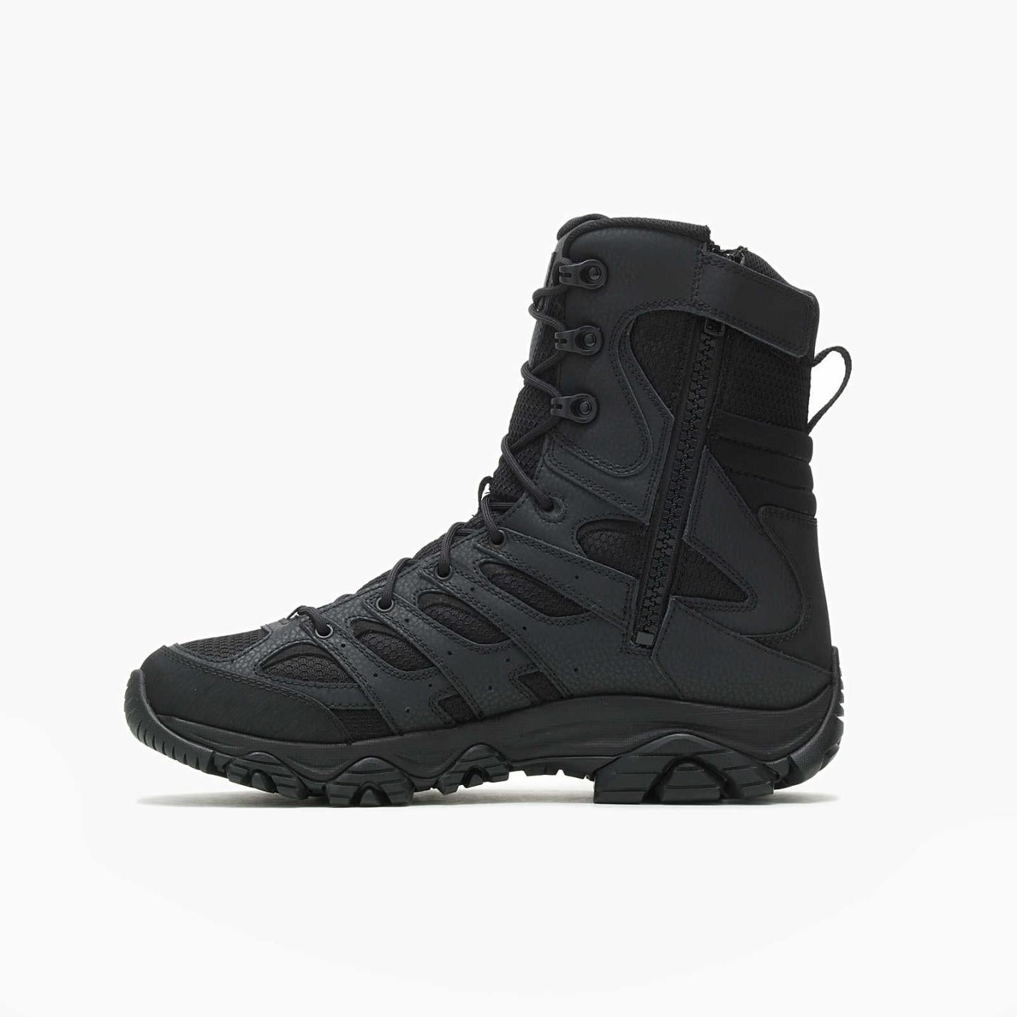 Men Moab 3 8" Tactical Zip Wp Wide Width Black | Merrell Boots