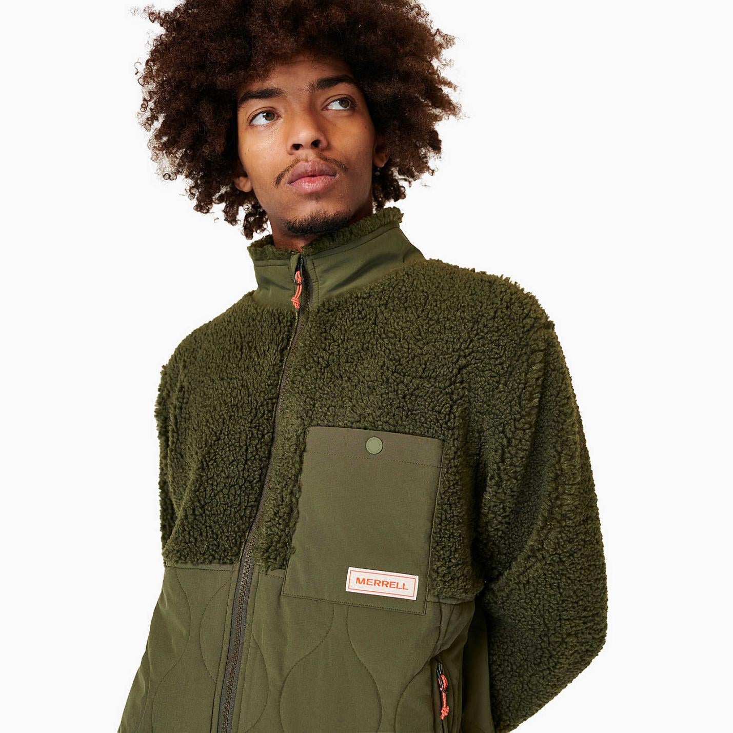 Men Sherpa Mixup Jacket Dusty Olive | Merrell Tops