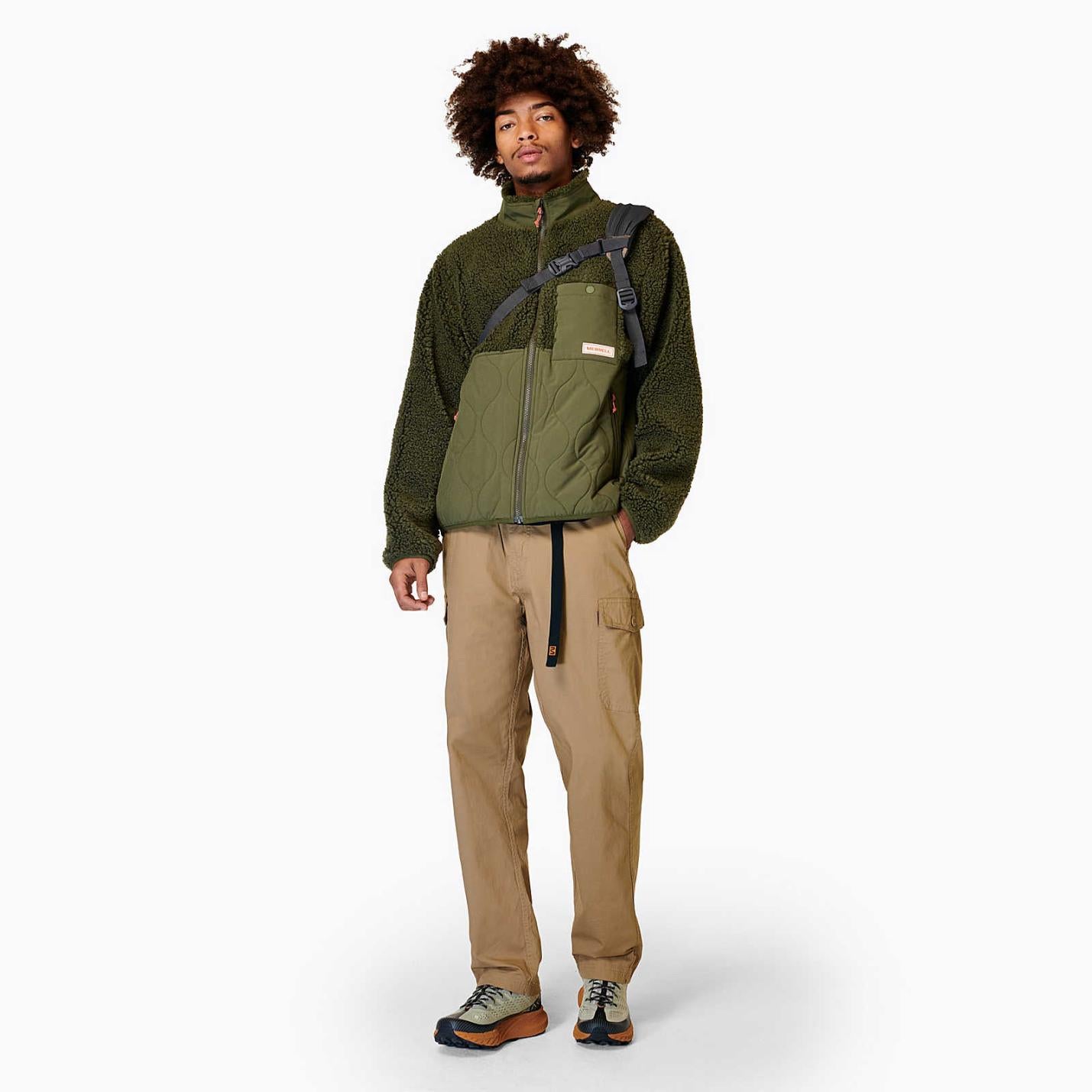Men Sherpa Mixup Jacket Dusty Olive | Merrell Tops