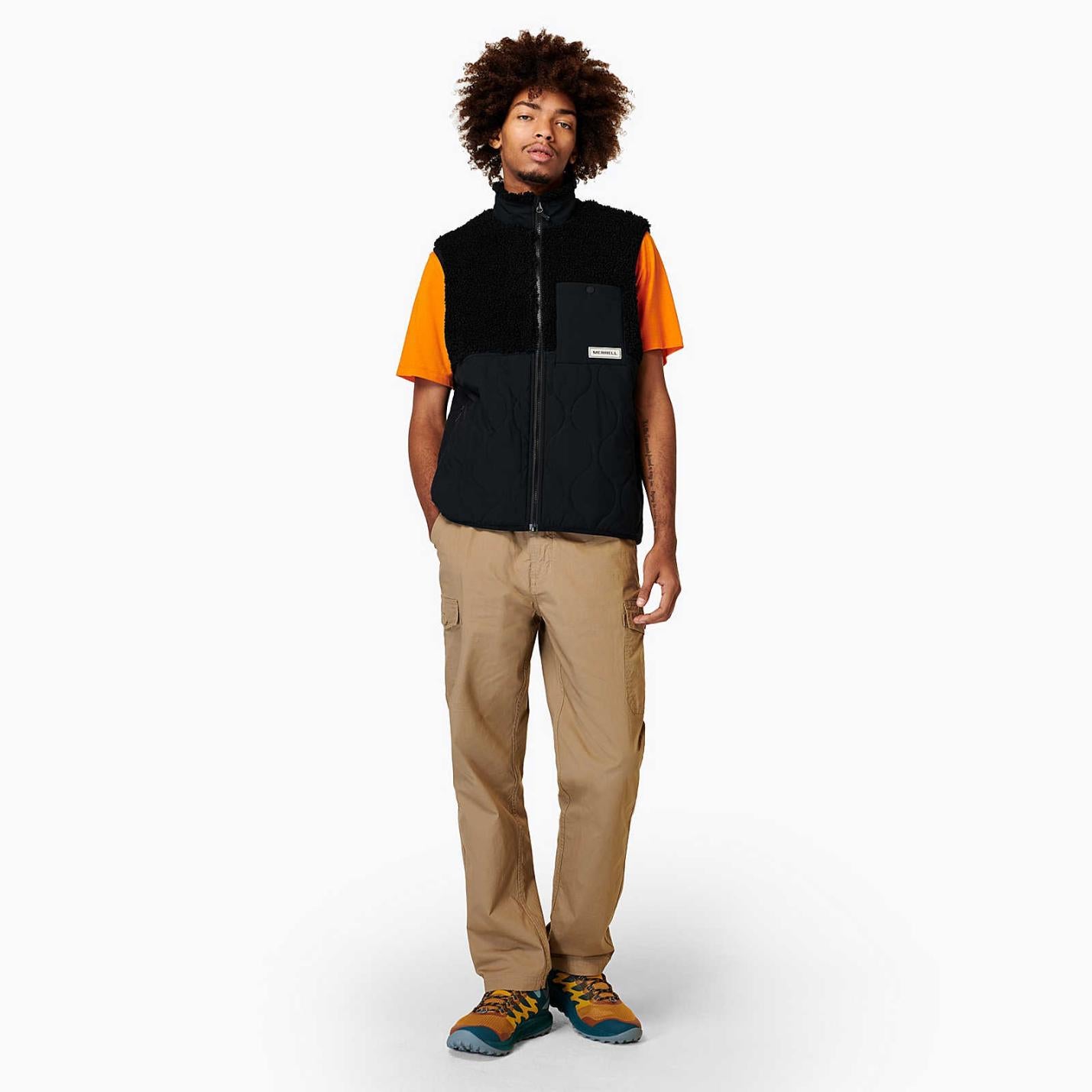 Men Sherpa Mixup Vest Black | Merrell Tops