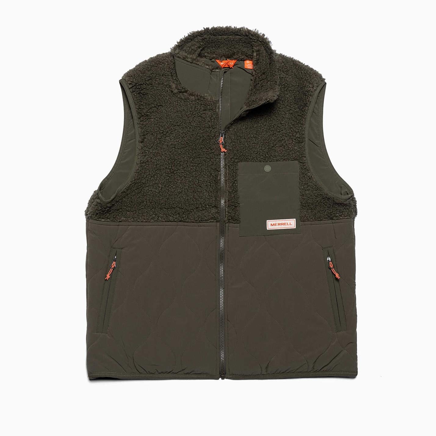 Men Sherpa Mixup Vest Dusty Olive | Merrell Outerwear