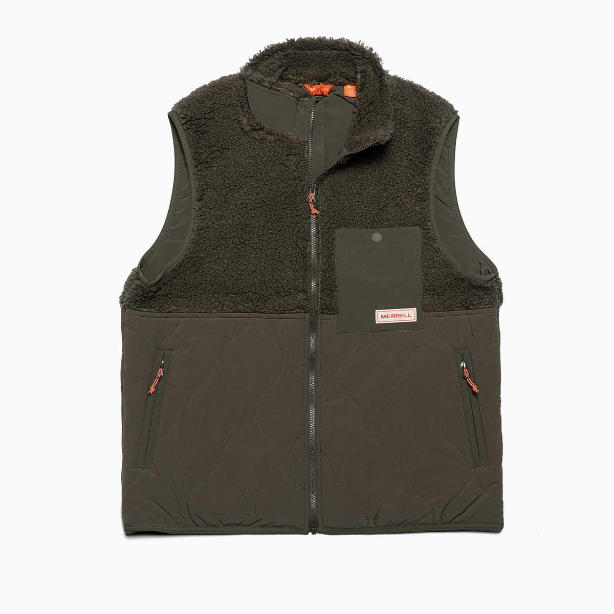 Men Sherpa Mixup Vest Dusty Olive | Merrell Outerwear