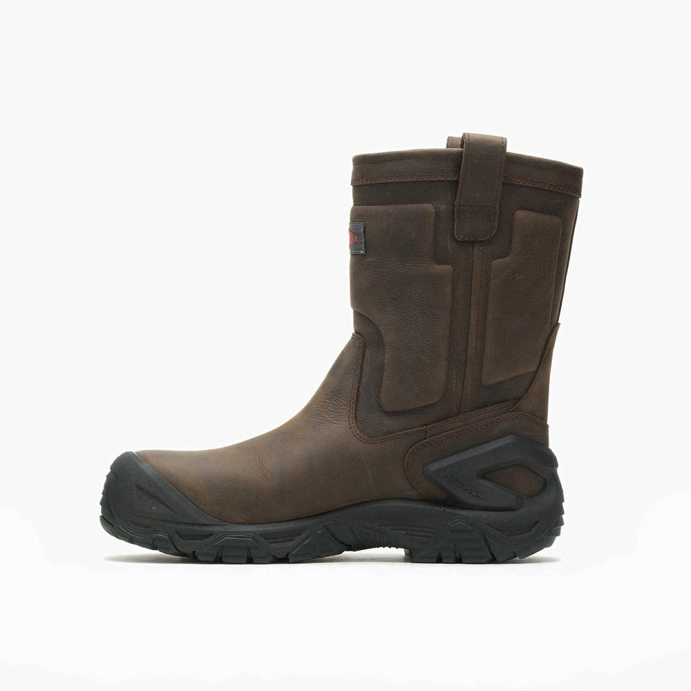 Men Strongfield Leather Pull On Waterproof Comp Toe Work Boot Espresso | Merrell Boots