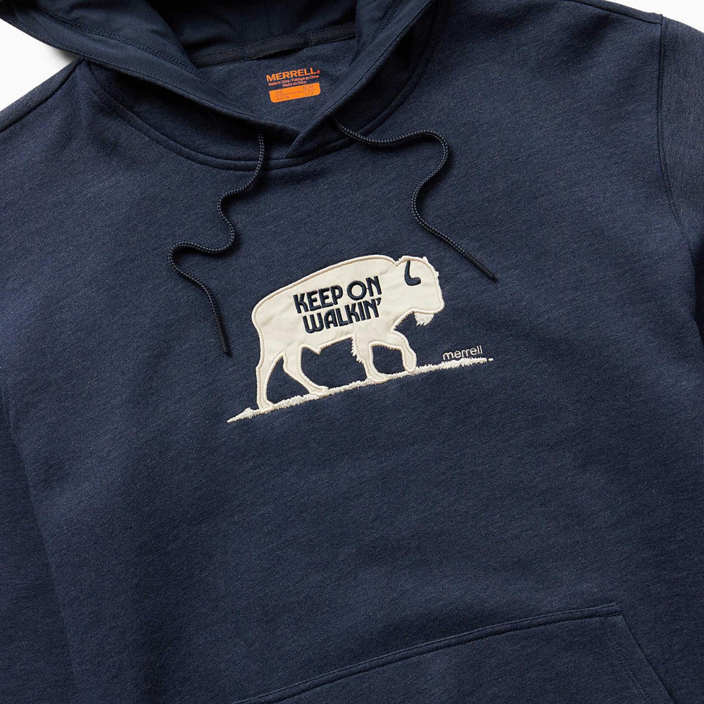 Men Walking Bison Fleece Hoody Navy Heather | Merrell Tops