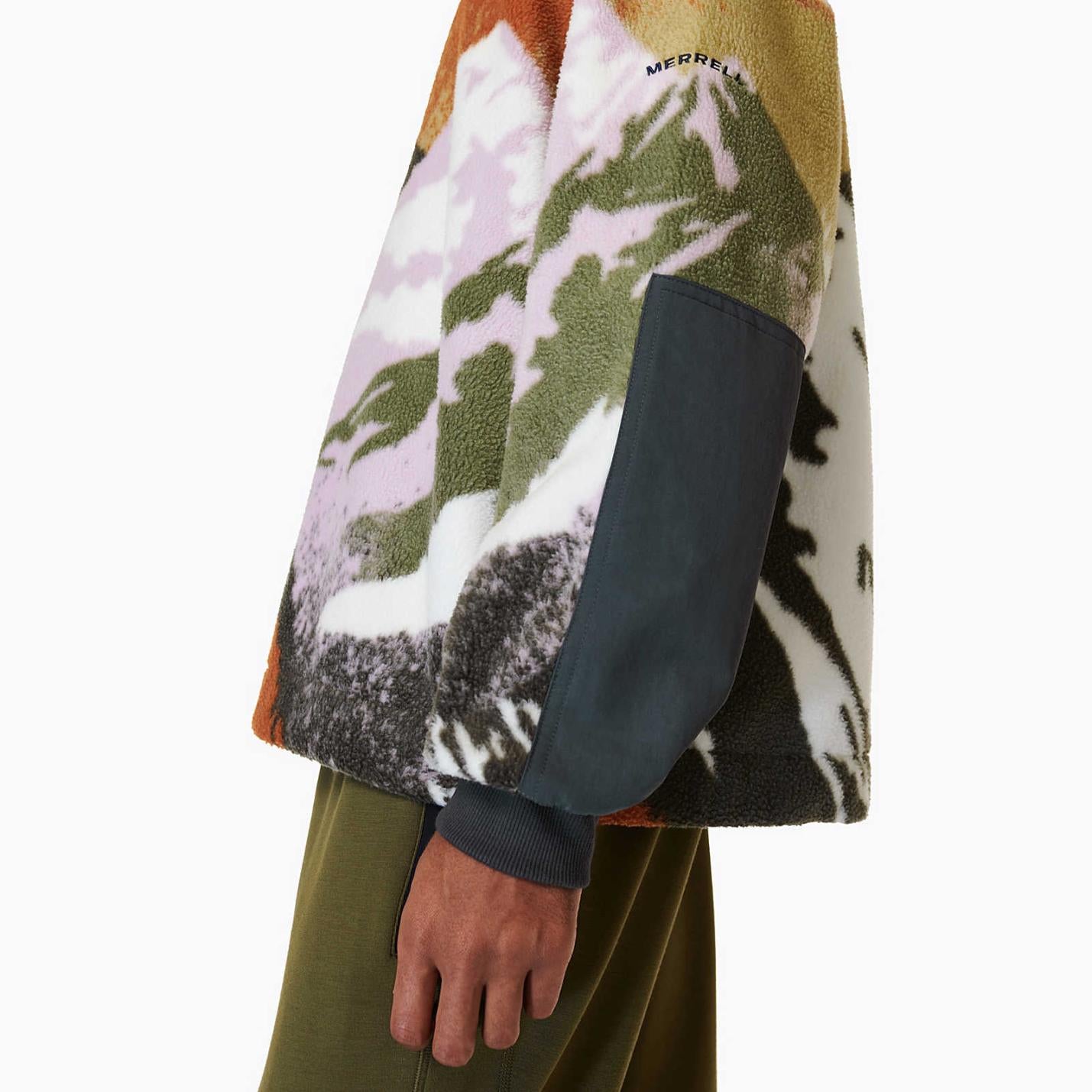 Men/Women Print Sherpa Hoody Grey Green Mountain | Merrell Tops