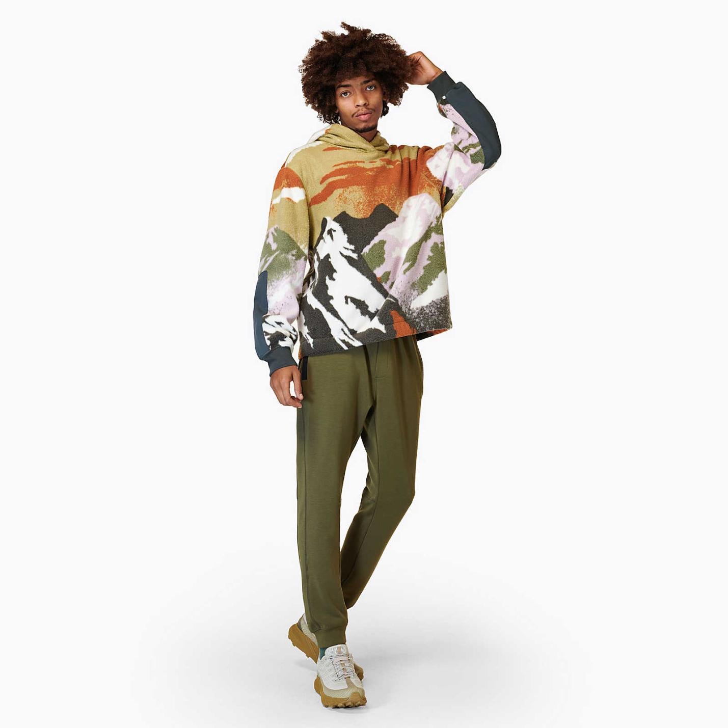 Men/Women Print Sherpa Hoody Grey Green Mountain | Merrell Tops