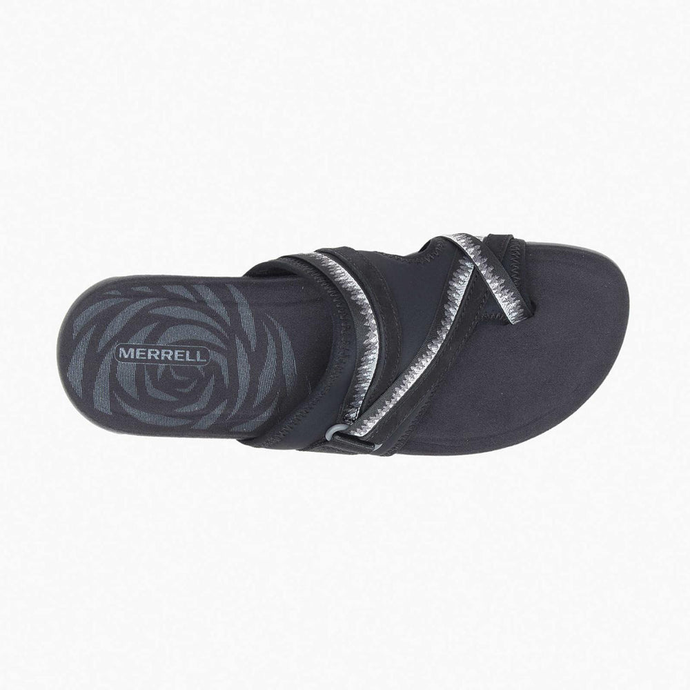 Women Terran 3 Cush Post Wide Width Black | Merrell Sandals