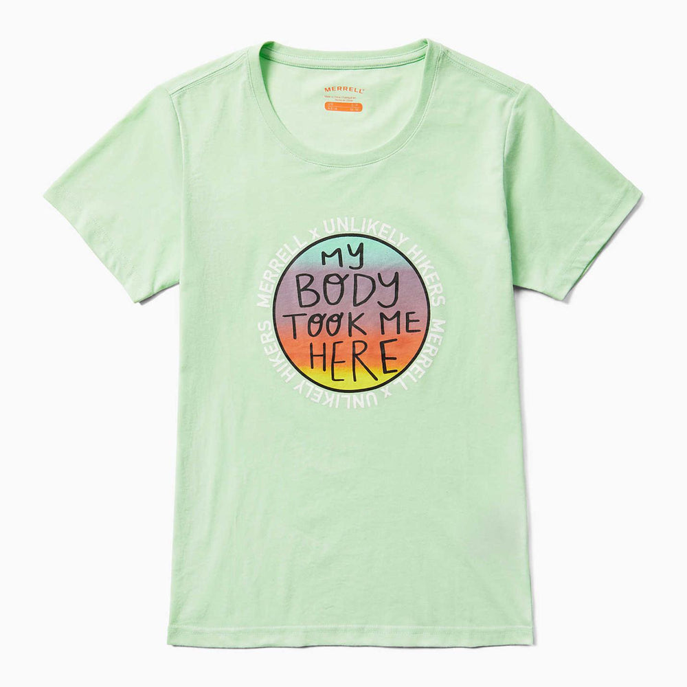 Women Unlikely Hikers X Merrell Short Sleeve Tee Extended Sizes Mist Green | Merrell Tops