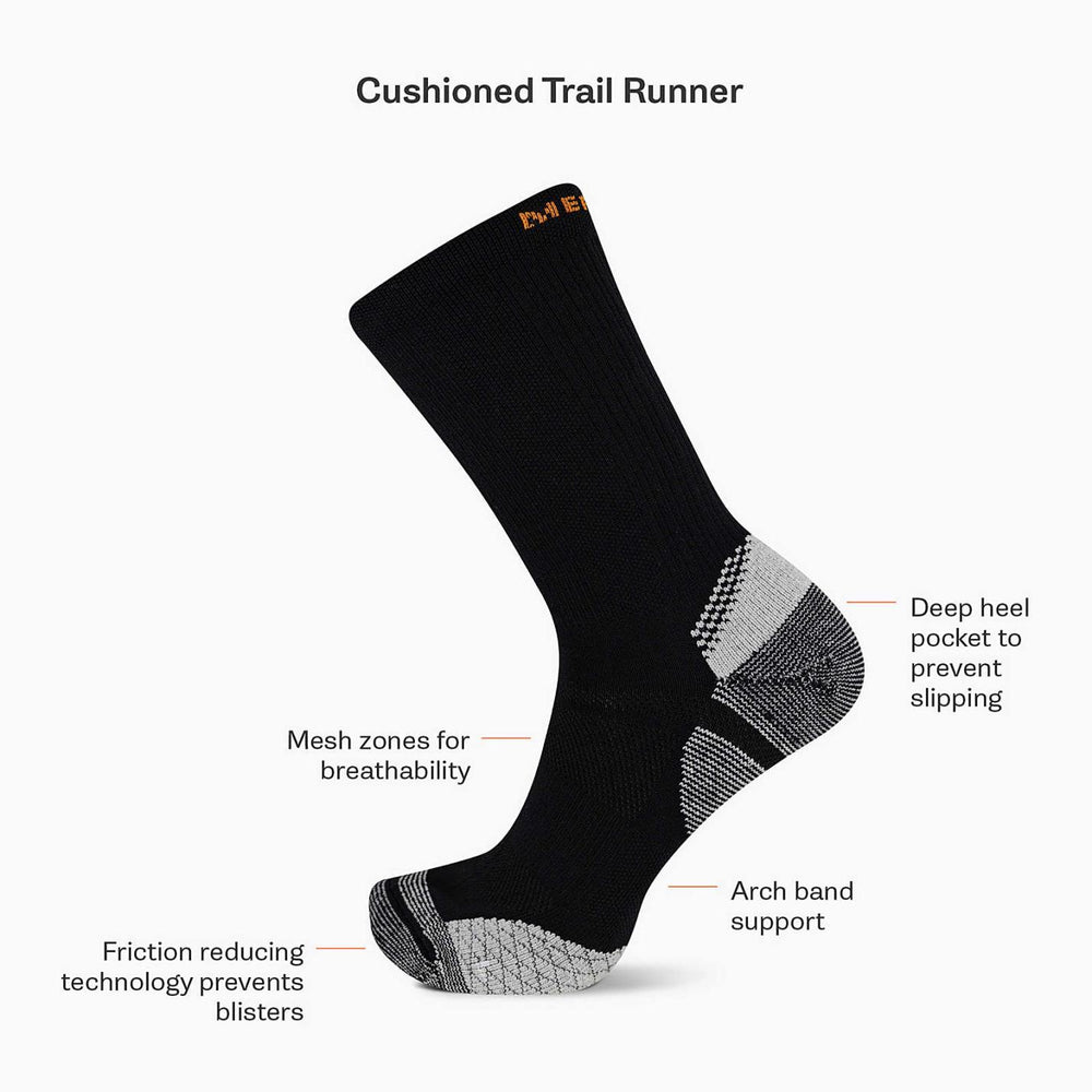 Women/Men Cushion Trail Runner Crew Sock Bright Blue | Merrell Socks