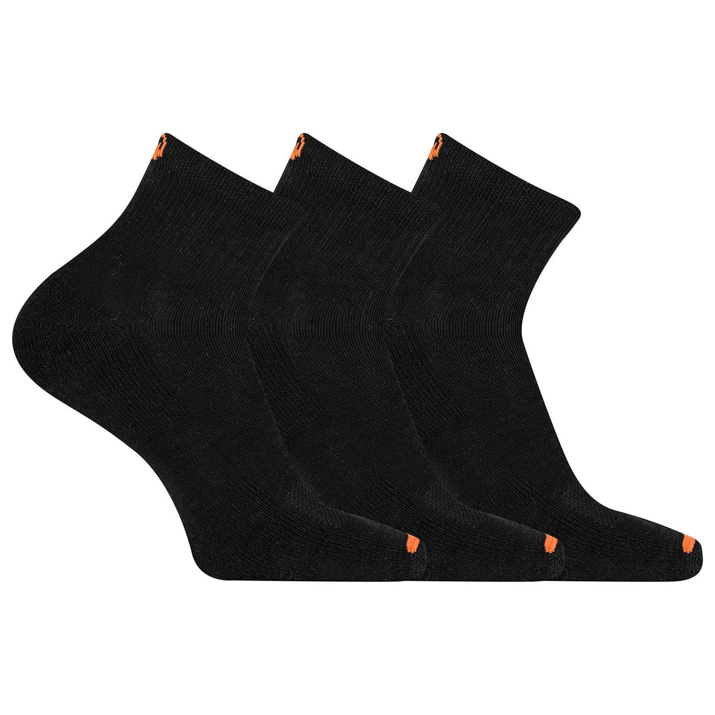 Women/Men Cushioned Cotton Quarter Sock 3 Pack Black | Merrell Socks