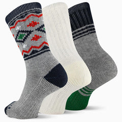 Women/Men Holiday Thermal Wool Blend Crew 3 Pack Sock Blue Assorted | Merrell Socks