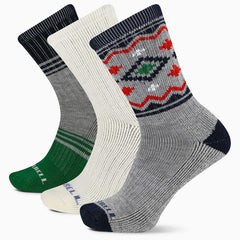 Women/Men Holiday Thermal Wool Blend Crew 3 Pack Sock Blue Assorted | Merrell Socks