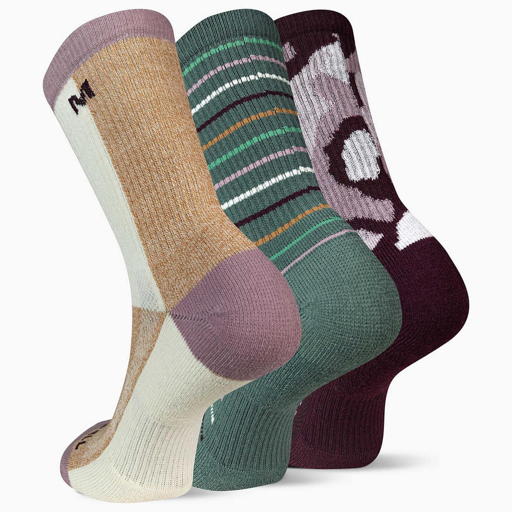 Women/Men Recycled Everyday Crew Sock 3 Pack Purple Assorted | Merrell Socks