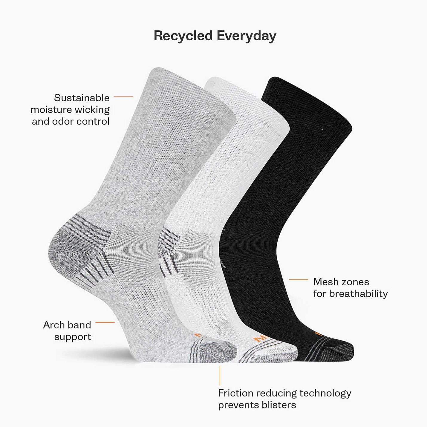 Women/Men Recycled Low Cut Tab Sock 3 Pack Black | Merrell Socks